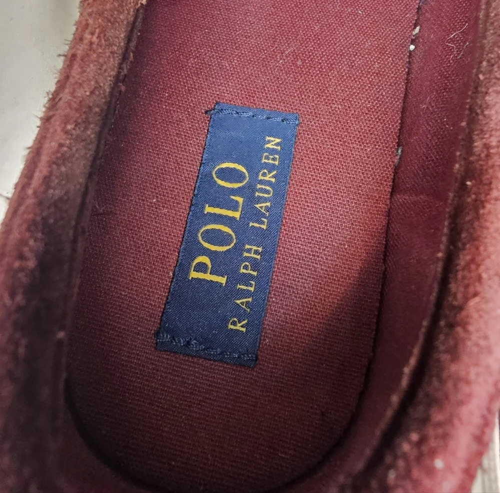 Polo Ralph Lauren Vaughn Shoes - Men's Size 10 - Burgundy Suede Slip-On Sneakers